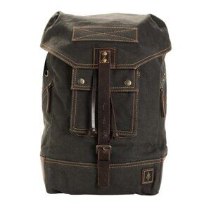 DamnDog Rucksack Backpack Canvas Leather Gray Brown18x6x12